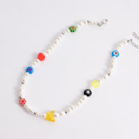 Collar de perlas de flor de cristal de corazón de cerámica suave Simple para mujer collar fresco de moda bohemia - details 6