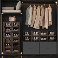 Cajas de almacenamiento de zapatos extragrandes, de plástico transparente, apilables, paquete de 12, zapatero y sustituto, contenedores de tenis, contenedores organizadores de almacenamiento de - details 6