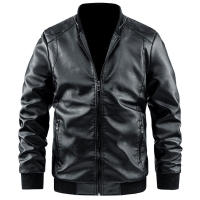 Chaqueta de cuero con cuello levantado de PU para hombre, para motocicleta de gran tamaño - details 2