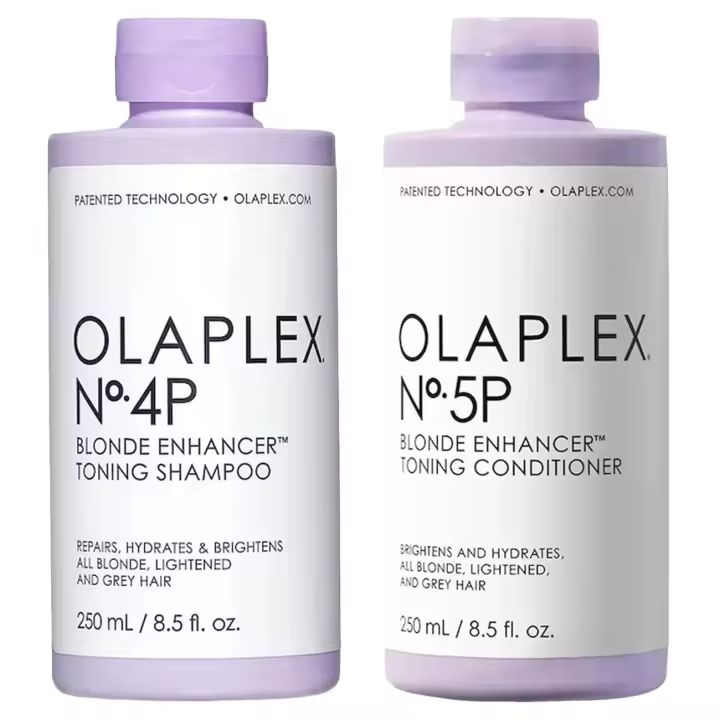 Champú potenciador Olaplex 4P, 8,5 fl oz + No. Potenciador Rubio 5P ™   Acondicionador tonificante, repara, hidrata, ilumina todo rubio, - 1