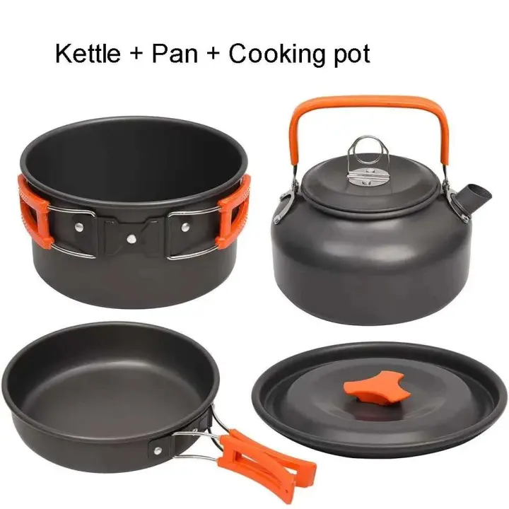 Juego de cocina para exteriores, utensilios de cocina ligeros de aluminio para acampar, suministros para senderismo y senderismo - 1