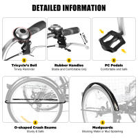 Triciclo para Adultos de 24 Pulgadas 6 Velocidades Bicicleta de Ciudad con Luz y Cesta Hasta 25kg - details 0