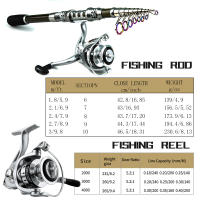 Combos de caña de pescar con caña telescópica, carretes giratorios, bolsa de transporte para viaje, para pesca de agua - details 0
