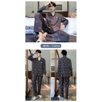 Conjunto de Pijama de algodón para hombre, ropa de dormir de manga larga con cuello vuelto, conjunto de 2 piezas para el hogar, Otoño e Invierno - details 20