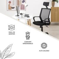 Silla de Oficina ergonómica de Piel sintética Negra, con Ruedas giratorias, reposabrazos, Altura Regulable, de Acero y Espuma Blanda, fácil de Montar y desplazar, 56x48x95 cm - details 14