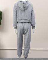 Conjunto de ropa deportiva de lana para mujer, Sudadera con capucha suelta, pantalones de Jogging, moda informal - details 10