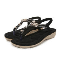 Sandalias de pedrería a la moda con punta redonda, tacón plano, estilo calado, zapatos cómodos para mujer - details 1