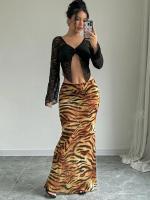falda elegante con estampado de leopardo para mujer, faldas Maxi, ropa Y2K para oficina, Club, fiesta, ropa de calle informal, venta al por mayor, 2025 - details 35