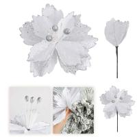 Creativo con tallo flores artificiales de Navidad brillantes hechas a mano flor de lentejuelas simuladas DIY adornos de árbol de Navidad Año Nuevo - details 6