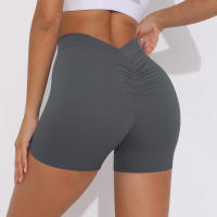 Hamidou pantalones cortos de Yoga de Color sólido para mujer, pantalones cortos deportivos elásticos de cintura alta para Fitness, glúteos de melocotón, pantalones de Yoga para correr - details 37