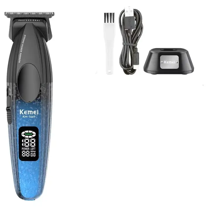 Cortadora de pelo profesional Kemei, cortadora de barba sin espacios de 9000rpm, cortadora de pelo recargable inalámbrica para hombres, Máquina para cortar cabello - 1