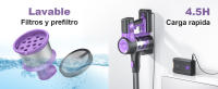 Aspiradora inalámbrica INSE S10, aspiradora de varilla plegable de 30Kpa, batería extraíble con 50 minutos de tiempo máximo de funcionamiento - details 3