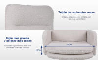 Silla Escritorio de Cachemira, Silla Oficina de Respaldo Alto, Cómoda Silla Tocador con Altura Ajustable, Sillas Ordenador para Hogar y Dormitorio, Crema, Gris Oscuro - details 2