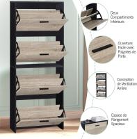 Mueble zapatero de 12 pares - Estantería de gran capacidad para vestíbulo o pasillo - (ancho) 60 x (profundidad) 24 x (alto) 80 cm - Madera clara blanca - details 55