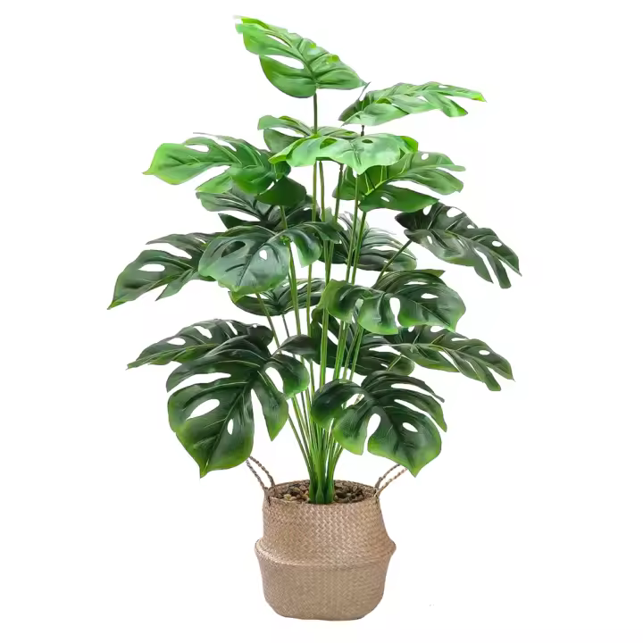 Plantas artificiales grandes de Monstera, árbol de plástico falso, hojas grandes verdes, decoración de fiesta en casa, 18 ramas, 65cm - 1
