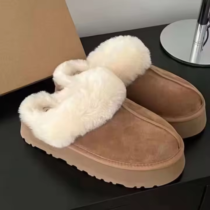 Zapatillas de felpa de diseñador originales de lana mezclada de alta calidad, pellets de invierno para mujer para mantener botas de nieve cálidas - 1