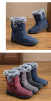 Zapatos de algodón gruesos y cálidos para mujer, de terciopelo, para nieve, planos de gran tamaño, impermeables, para invierno - details 1