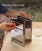 Mini leña de acero inoxidable para acampar, hacer picnic, estufa de carbón plegable, parrilla de barbacoa calentada al aire libre - details 3