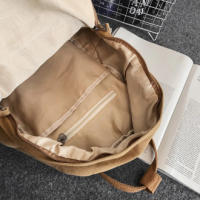 Mochila de lona de algodón para hombres y mujeres, mochilas vintage para viajes y desplazamientos, gran capacidad, color sólido, - details 5
