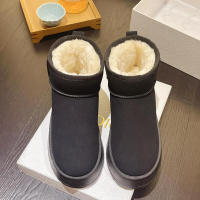 Zapatos informales cálidos de nieve de felpa corta para mujer, botas de gamuza con parte inferior plana, invierno, 2023 - details 12