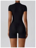 Mono de Yoga para Mujer Verano Manga Corta Cierre Medio Ajuste Rápido Secado Sudoración Baile Fitness Centro Mono Corto Bodysuit Material de Nylon Temporada Otoño Invierno - details 21