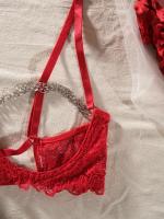 Conjunto de lencería de encaje floral erótico, sujetador abierto transparente y tanga con cadena, lencería sexy y ropa interior - details 17
