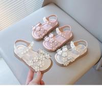 Sandalias florales para niñas pequeñas con cuentas, zapatos dulces de princesa de verano para niños, punta abierta, antideslizantes, talla 21-30, gancho y bucle, - details 2