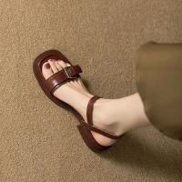 Zapatos de Mujer Tallas Grandes Sandalias Simples de Una Correa para el Verano2025Sandalias romanas planas de playa con punta abierta, tendencia - details 1