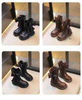 Sweet Girls' Big Bow Kids Fashion Boots 2024 Winter New Children's Non-slip Princess Ankle Boots Drop Shipping Simple Korean PU - details 4