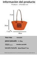 Bolso de Mano de Paja Tejido a Mano Bolso de Playa de Hombro para Vacaciones de Gran Capacidad - details 1