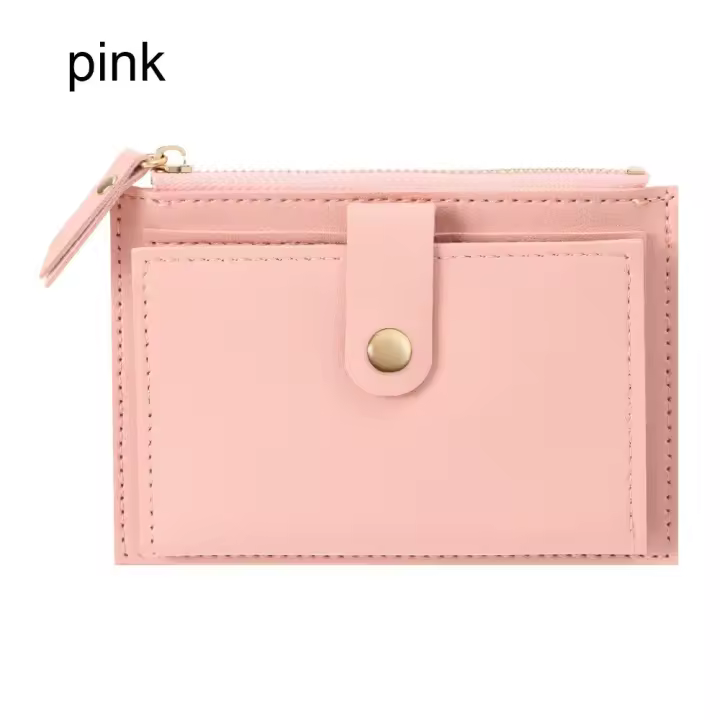Bolso de cuero PU de Color liso para mujer, cartera pequeña, Mini monedero, tarjetero - 1