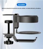 "Soporte para Auriculares y Vaso 2 en 1 |   Organizador Giratorio 360° °   Sin perforación |   Soporte de Pared y Escritorio en Aluminio. |   Multifuncional para Gaming y Oficina |   Base Adhesiva Fuerte y Ajustable |   Ideal para mantener tu espacio orde - details 1