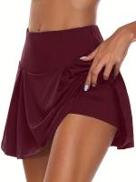 3 Piezas De Faldas Deportivas De Color Sólido 2 En 1, Con Alta Elasticidad Para Correr, Tenis, Golf Y Yoga, Ropa Deportiva Para Mujeres - details 9