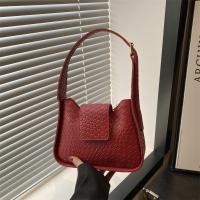 Bolso de hombro tejido de Color sólido a la moda, bolso de cuero Pu con hebilla, bolso pequeño de media luna, bolso de viaje para axila - details 22