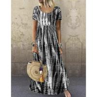 Vestido largo con estampado para mujer, prenda informal con cuello redondo, moda de verano - details 7