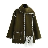 Chaqueta elegante suelta de media temporada para mujer, cuello con bufanda en zigzag, ropa de moda, otoño e invierno, 2024 - details 7