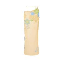 OUWU-Conjunto de falda larga de punto para mujer, top de bikini bordado floral, falda de cintura, elegante vestido de playa de verano - details 2