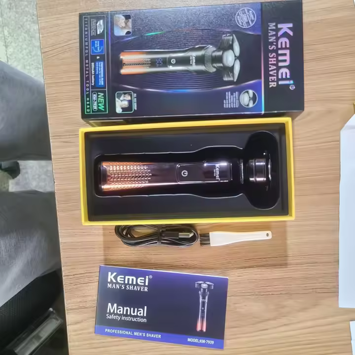 Afeitadora eléctrica con interfaz USB para hombre, lavada con agua portátil maquinilla de afeitar, tendencia recomendada, 7939 - 1
