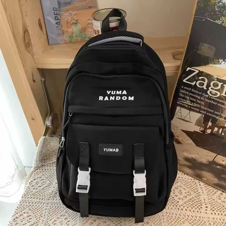 Mochila Escolar De Color Suave Para Niña, Estilo Universitario, Versión Coreana, Con Letras Simples, Para Estudiantes De Primaria Y Secundaria - 1