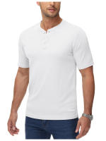 MAGCOMSEN-camisetas Henley para hombre, Camisa cómoda con cuello Henry, de manga corta, informal, de verano - details 6