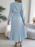 Vestidos largos de verano para mujer, ropa elegante plisada de manga larga con cordones, estilo bohemio, con dobladillo y volantes - details 21