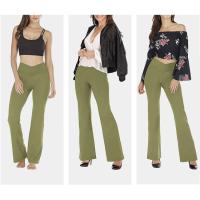 Pantalones acampanados cruzados elásticos para mujer, Leggings de Yoga, Control de barriga, cintura alta, pantalones largos de pierna ancha - details 3