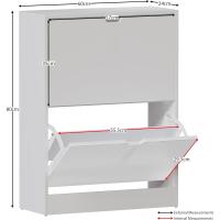 Diseños Zapatero con 2 cajones, Ahorro de Espacio, con 2 cajones abatibles, Mueble para Pasillo y Sala de Estar, 100% Certificado FSC (Blanco) - details 1