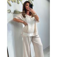 Conjunto de pantalón largo con cuello en V y ribete, informal, de talla grande, para mujer, artículo popular - details 13