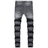 Jeans ajustados azules para hombre Stretch Destroyed Ripped Skinny Jeans Side Striped Denim Pantalones - details 6