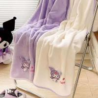 Toalla de baño de felpa Coral para niños de Anime Kuromi, combinación absorbente y sin pelo, envoltura de secado rápido para ducha de niña suave - details 7