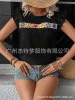 Blusa de manga corta de ganchillo para mujer 2025 Ence Bohemia Transparente Moda Primavera-Verano - details 34
