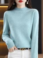 100% suéter de cachemira de lana merina, suéter tejido para mujer, jerséis de manga larga con cuello alto, ropa de otoño e invierno, Jersey cálido, Tops - details 17