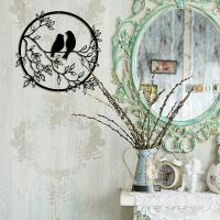 Arte de Metal rama pájaro decoración del hogar sala de estar Fondo pared flor y silueta de pájaro arte Decoración - details 3