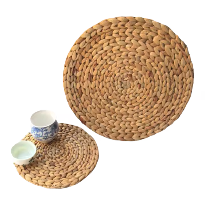 Manteles individuales tejidos de ratán, tapete para tazas, mesa de comedor, decoración del hogar, paja natural - 1